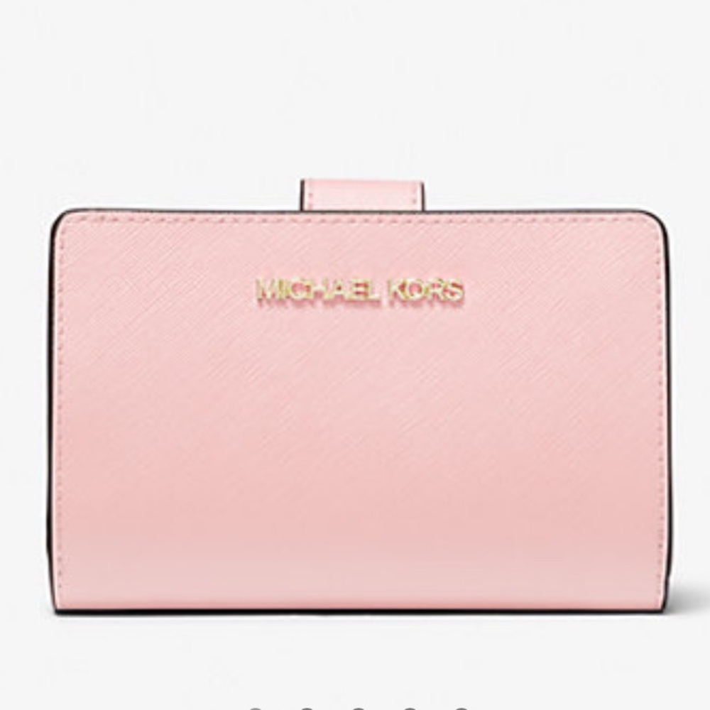 NWT Michael Kors bifold zip wallet light blush pink leather